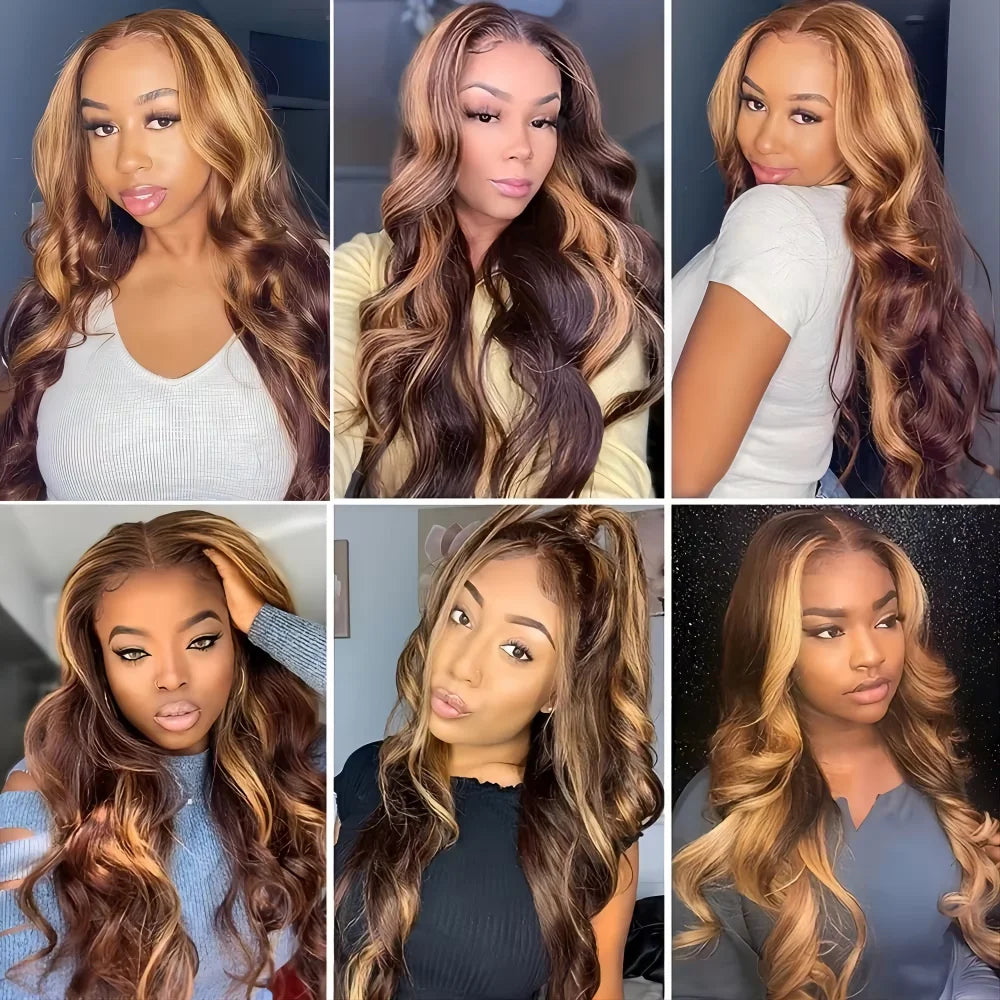 Highlight Colored Body Wave Wig Human Hair Wig