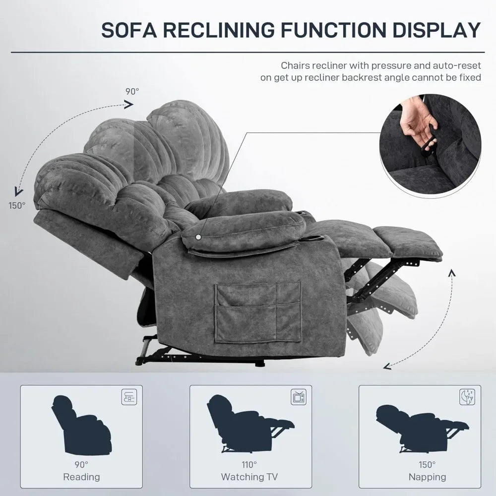 Gravity Recliners Foam Filling 2 Cup Holders & Side