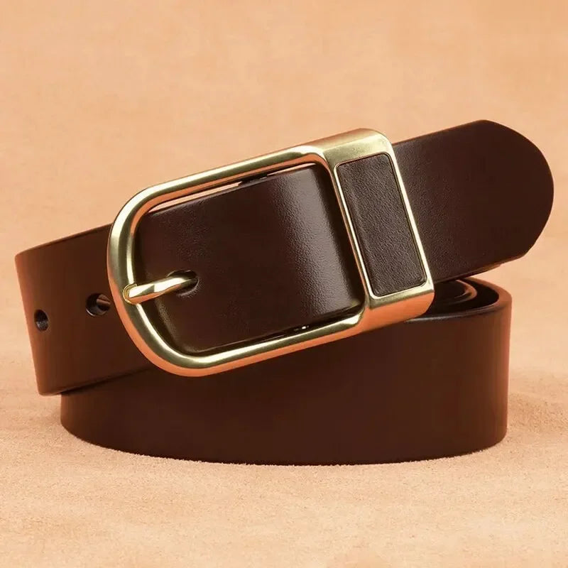 Genuine Leather For Men's High Quality Buckle Jeans