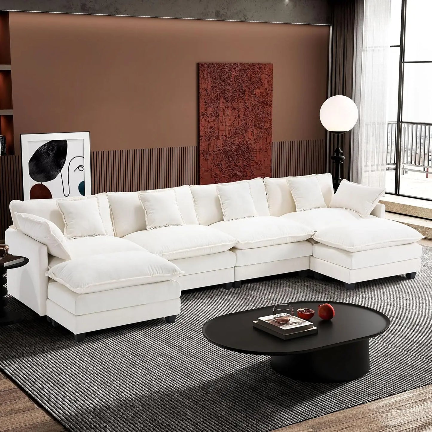 Modular Sectional Cloud Couch with 2 Ottoman
