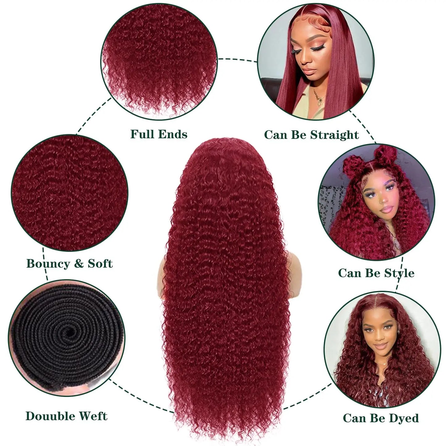 Burgundy Lace Front Wigs Human Hair 30 Inch Deep Wave