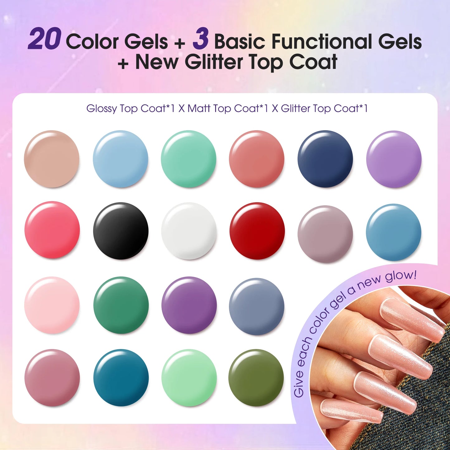 24PCS Gel Nail Polish Set with Base