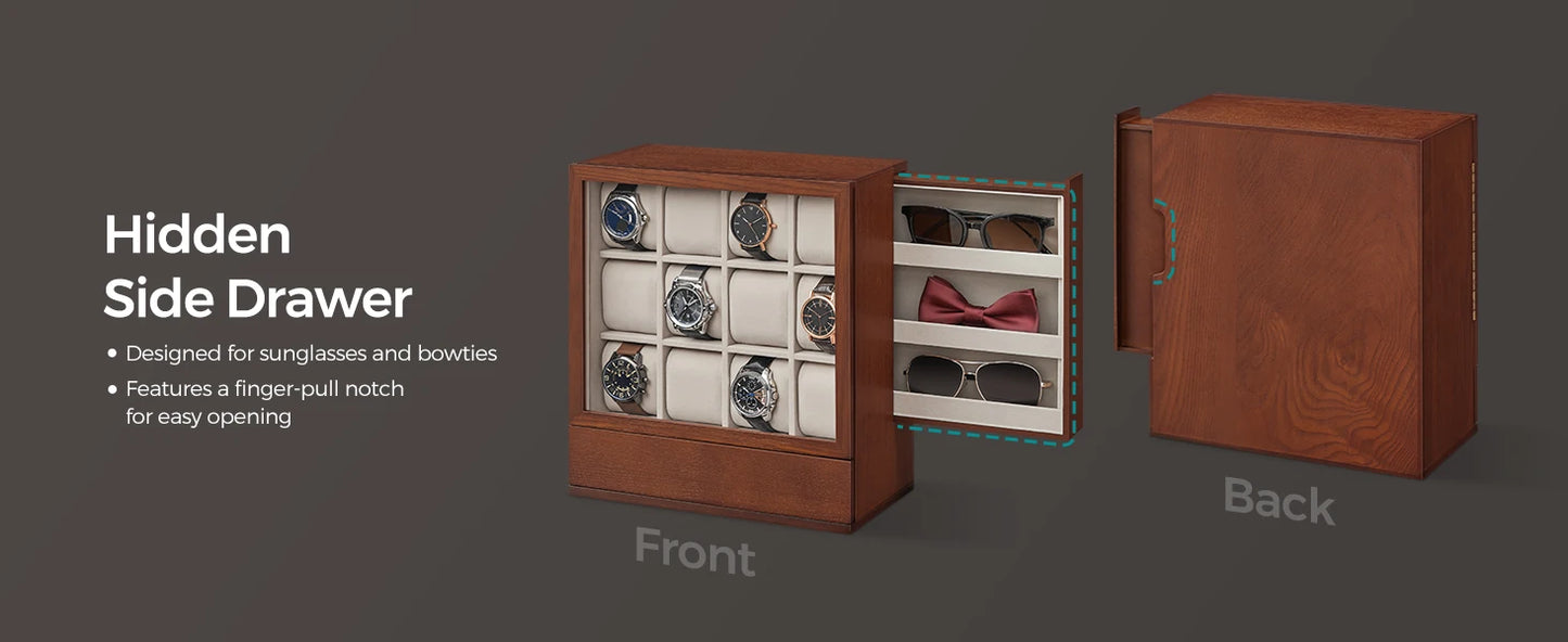 12-Slot Wooden Watch Box
