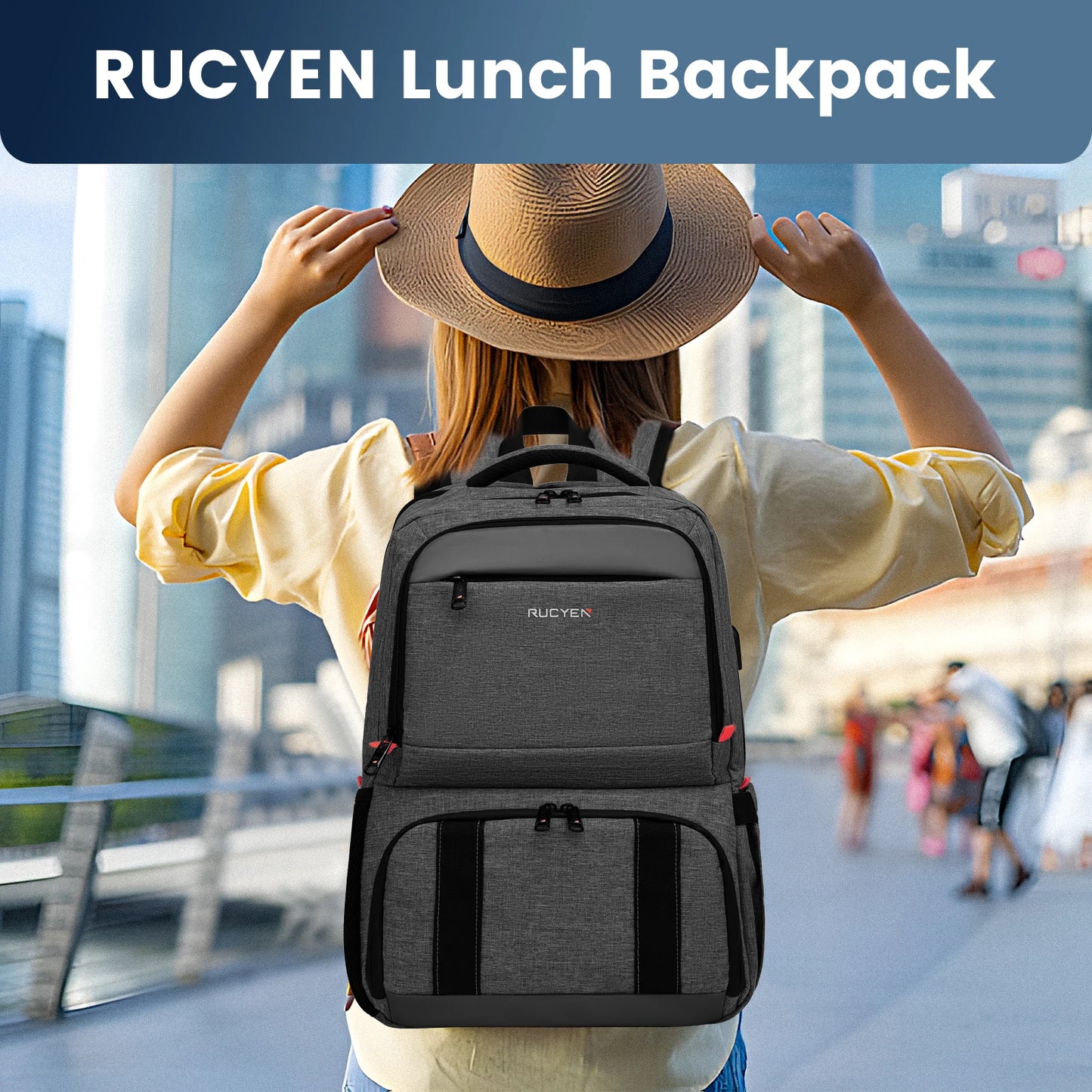 Insulated Backpack Lunch Bag Food Box Durable Waterproof  Leak Proof Cooler