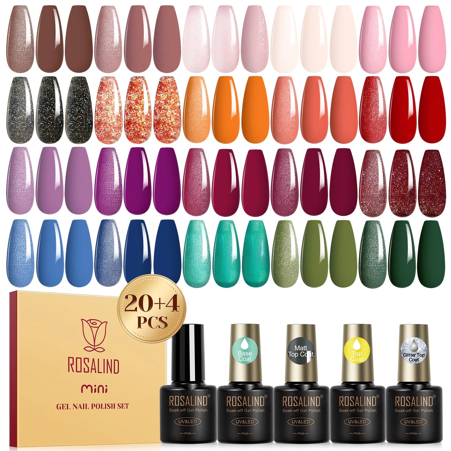 24PCS Gel Nail Polish Set with Base