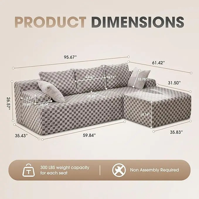 Modular L-Shaped 3-Seat Sectional