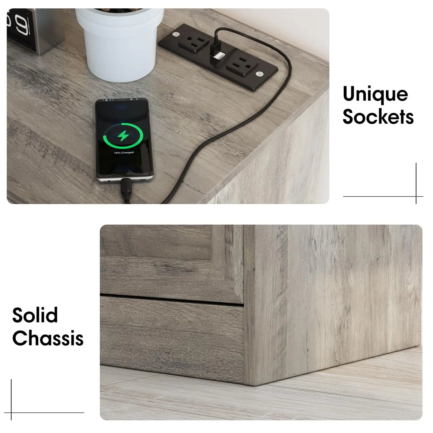 6 Drawer Dresser for Bedroom with Power Strip