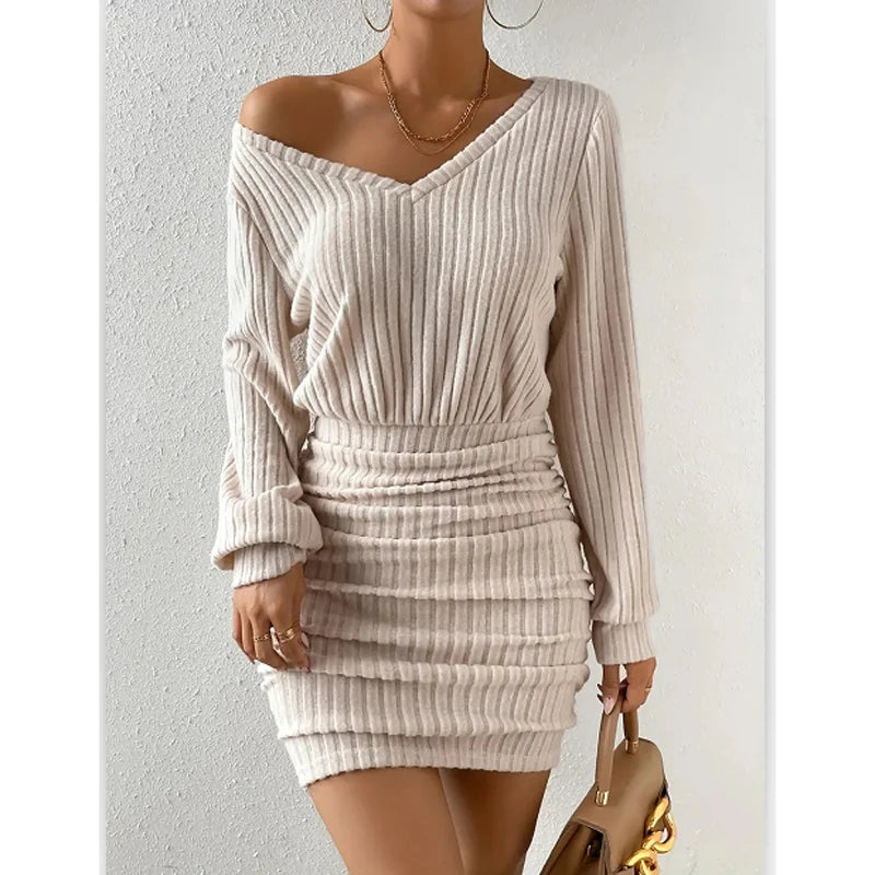 Women's Winter Knitted Sweater Mini Dress
