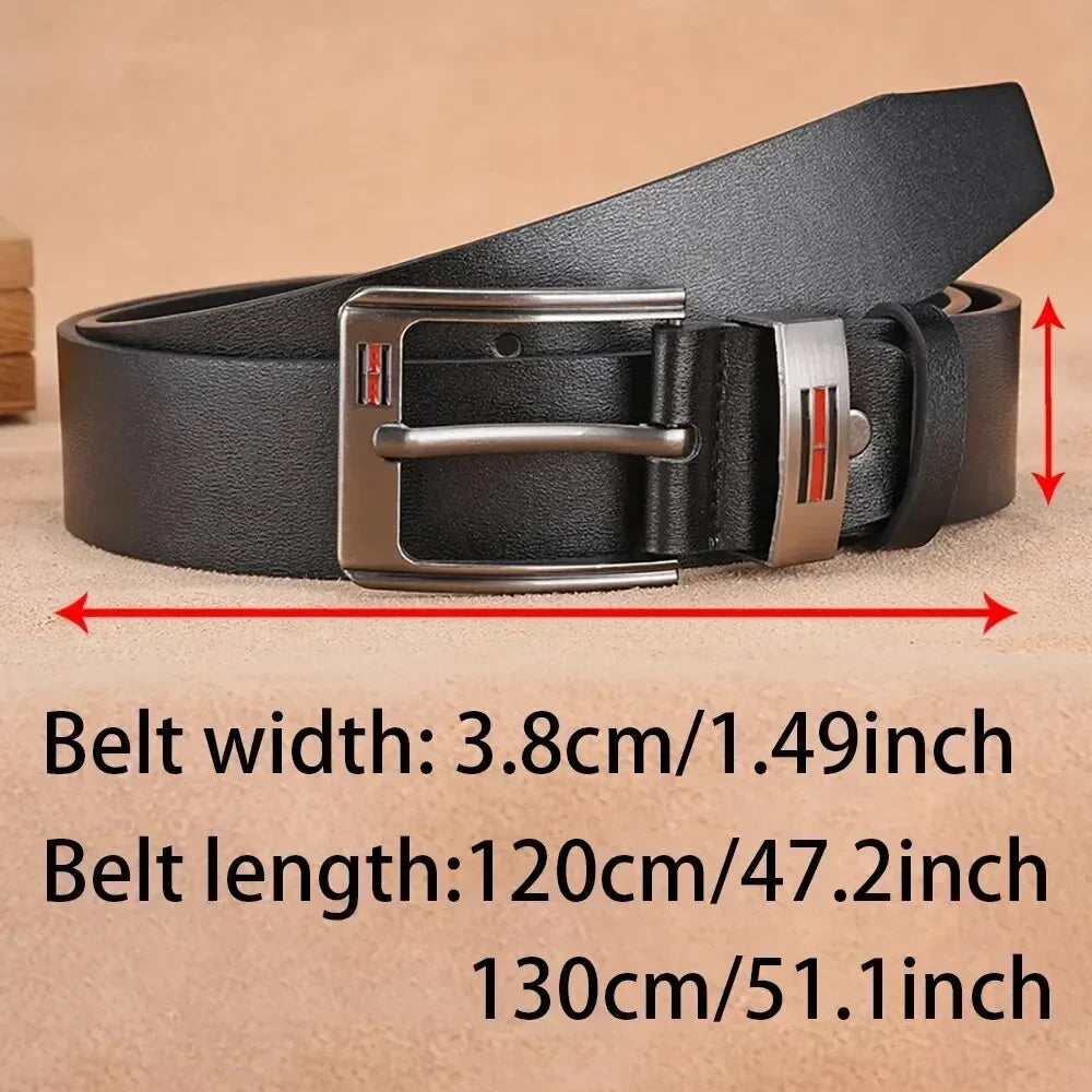 Leather For Men's High Quality Buckle Jeans