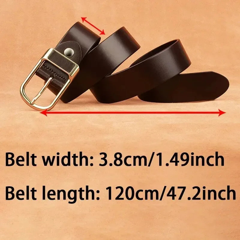 Genuine Leather For Men's High Quality Buckle Jeans