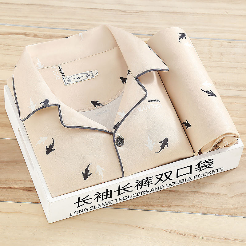 Pajamas Men's Spring And Autumn Long-sleeved Homewear Suit