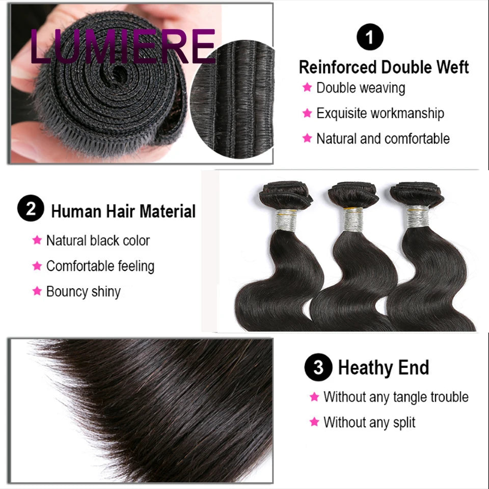 15A Double Drawn 100%  Body Wave Human Hair Bundles