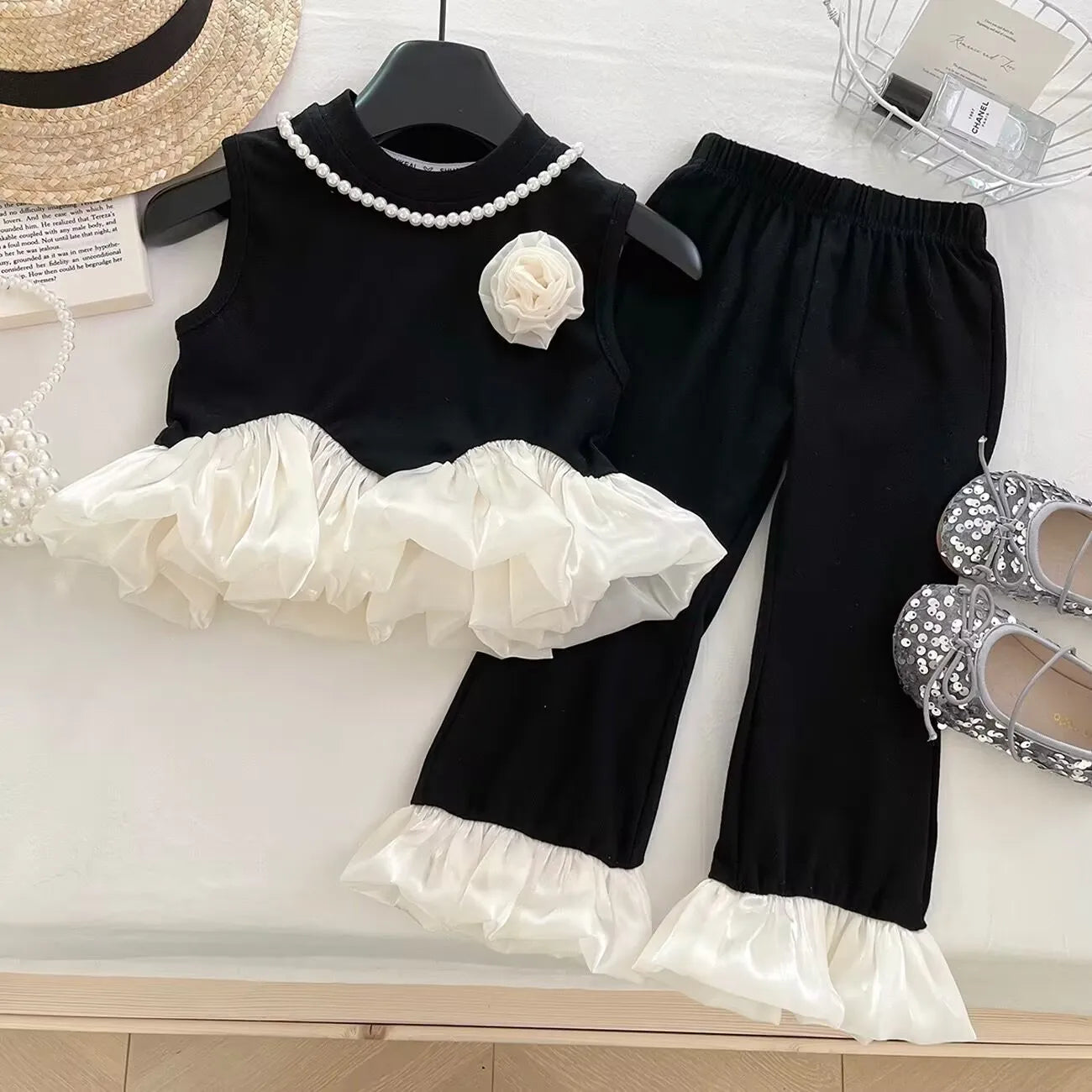 Children's Clothing Sets Sleeveless Vest Top + Flared Pants