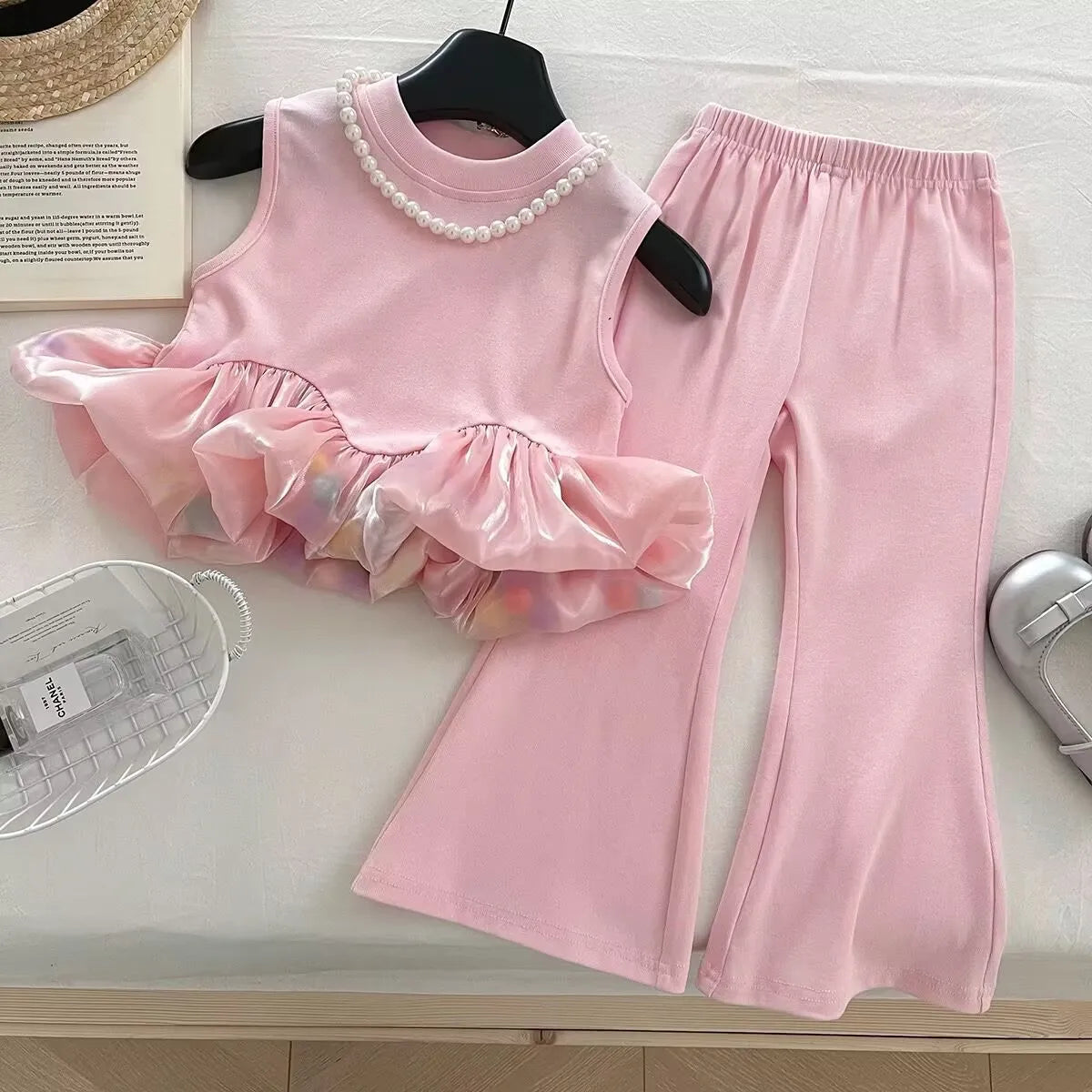 Children's Clothing Sets Sleeveless Vest Top + Flared Pants