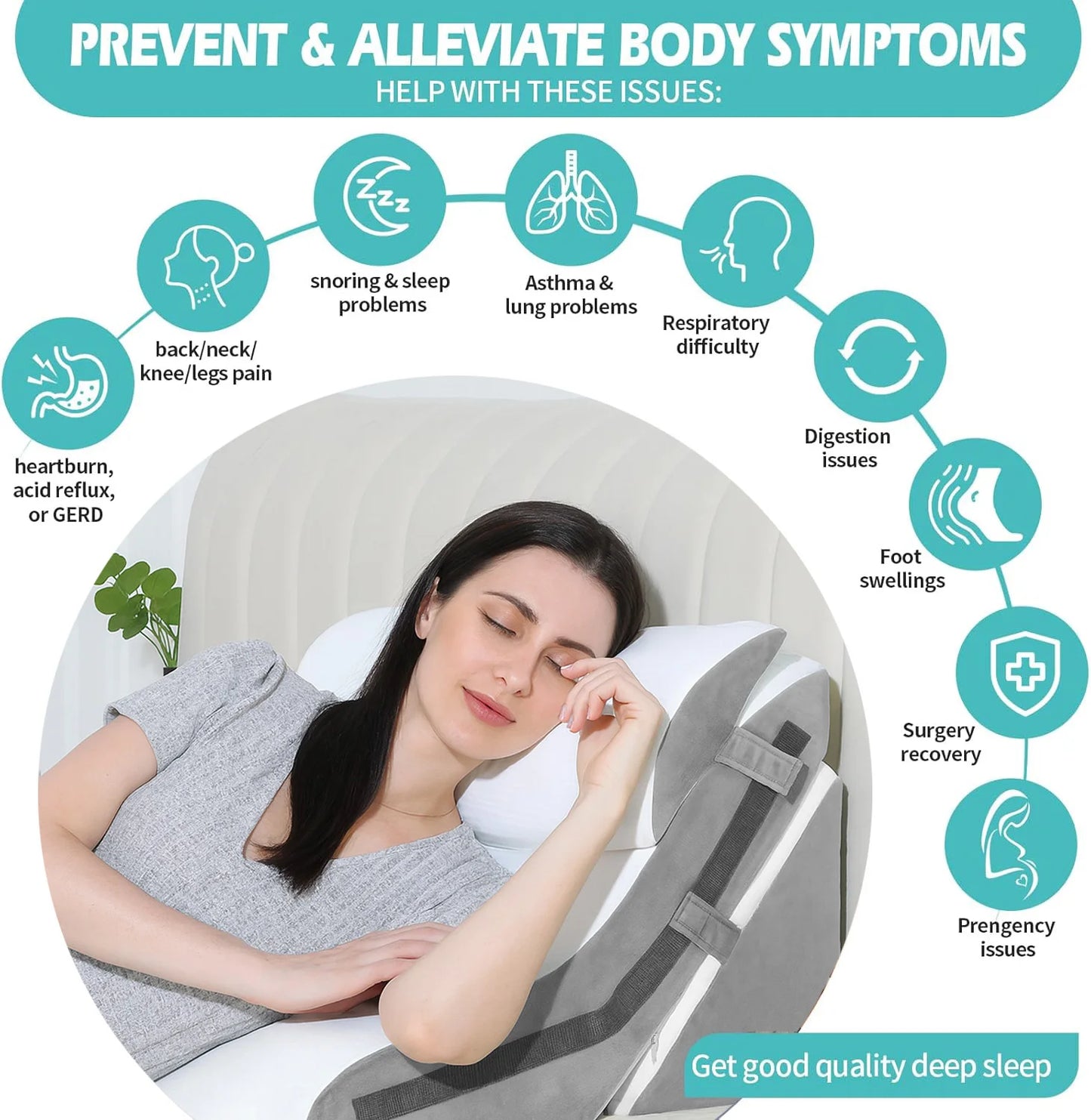 3PCS Bed Wedge Pillow for Sleeping