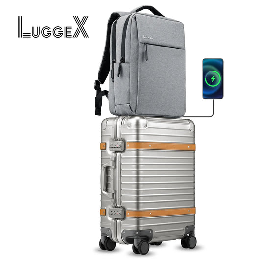 Aluminum Carry On Luggage with USB Port with wheels