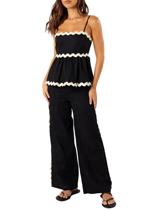 Women s 2 Piece Crop Tops Drawstring Pants Outfits
