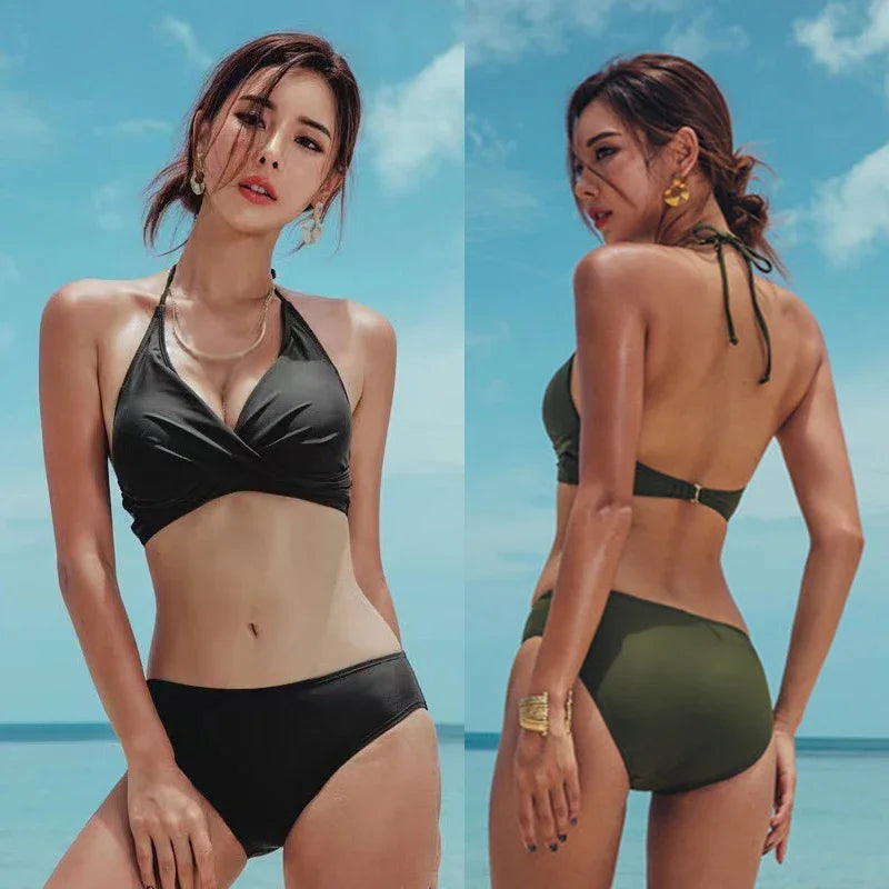 Solid Two-Piece Swimwear