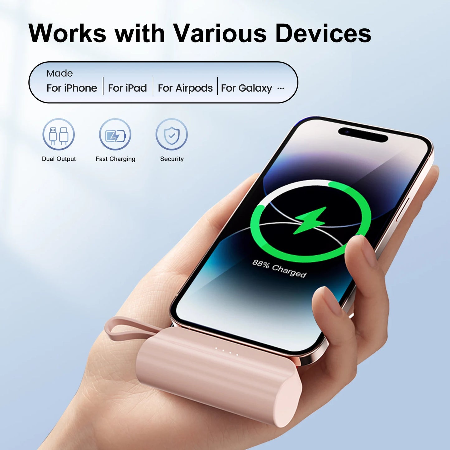 Mini Power Bank Portable 4500mAh For IPhone16/ 15/15 plus/15 pro/15 pro Max/Android