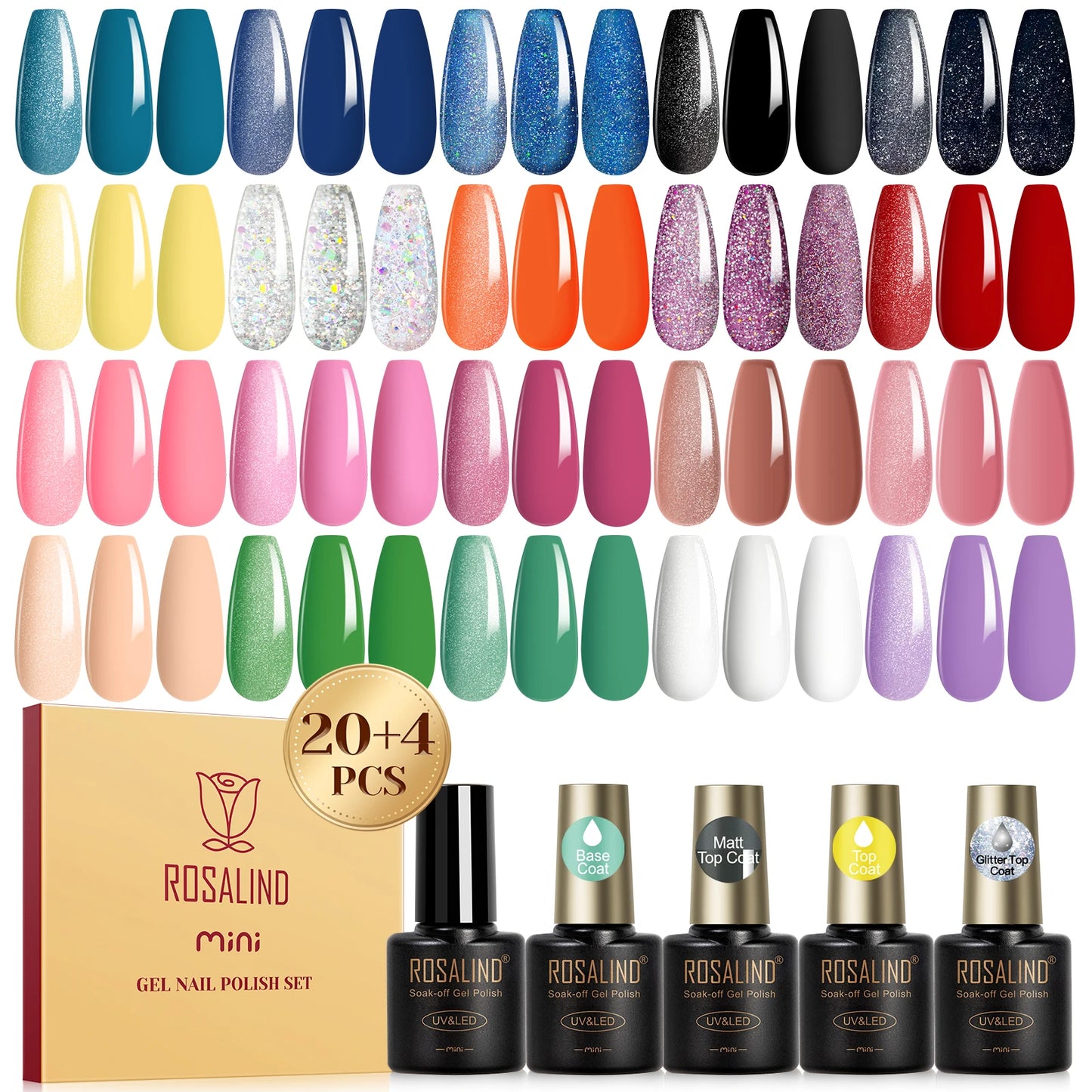 24PCS Gel Nail Polish Set with Base