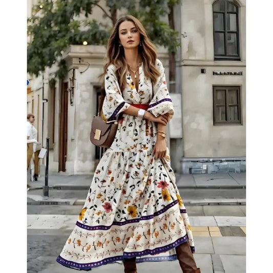 Floral V Neck Dress