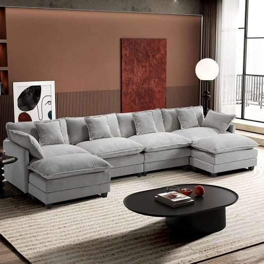 Modular Sectional Cloud Couch with 2 Ottoman