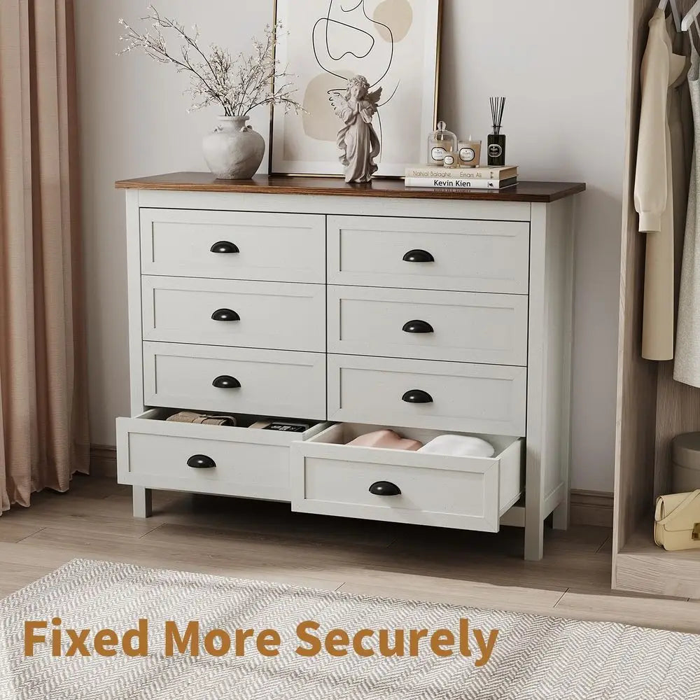 Double Dresser in Antique White for Bedroom and Hallway