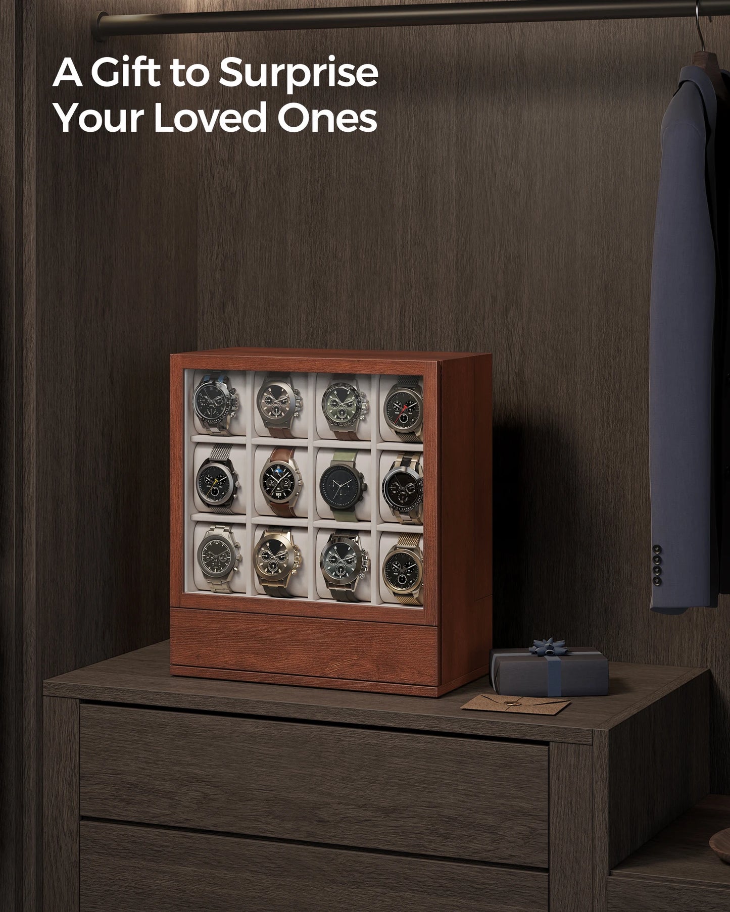 12-Slot Wooden Watch Box