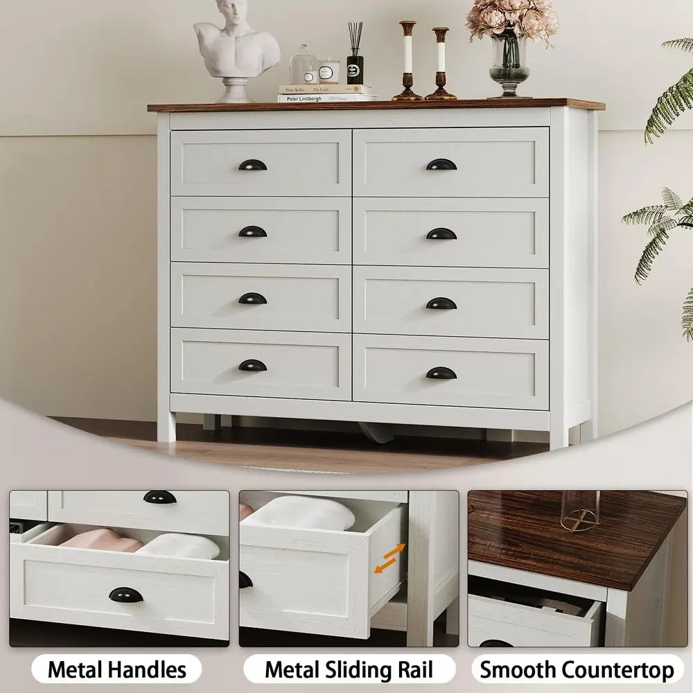 Double Dresser in Antique White for Bedroom and Hallway