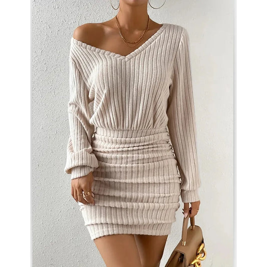 Women's Winter Knitted Sweater Mini Dress