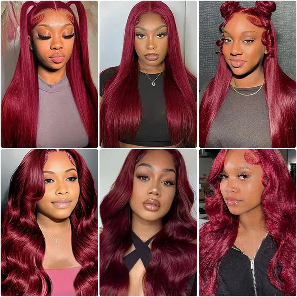 Straight Burgundy  Lace Front Human Hair Wig