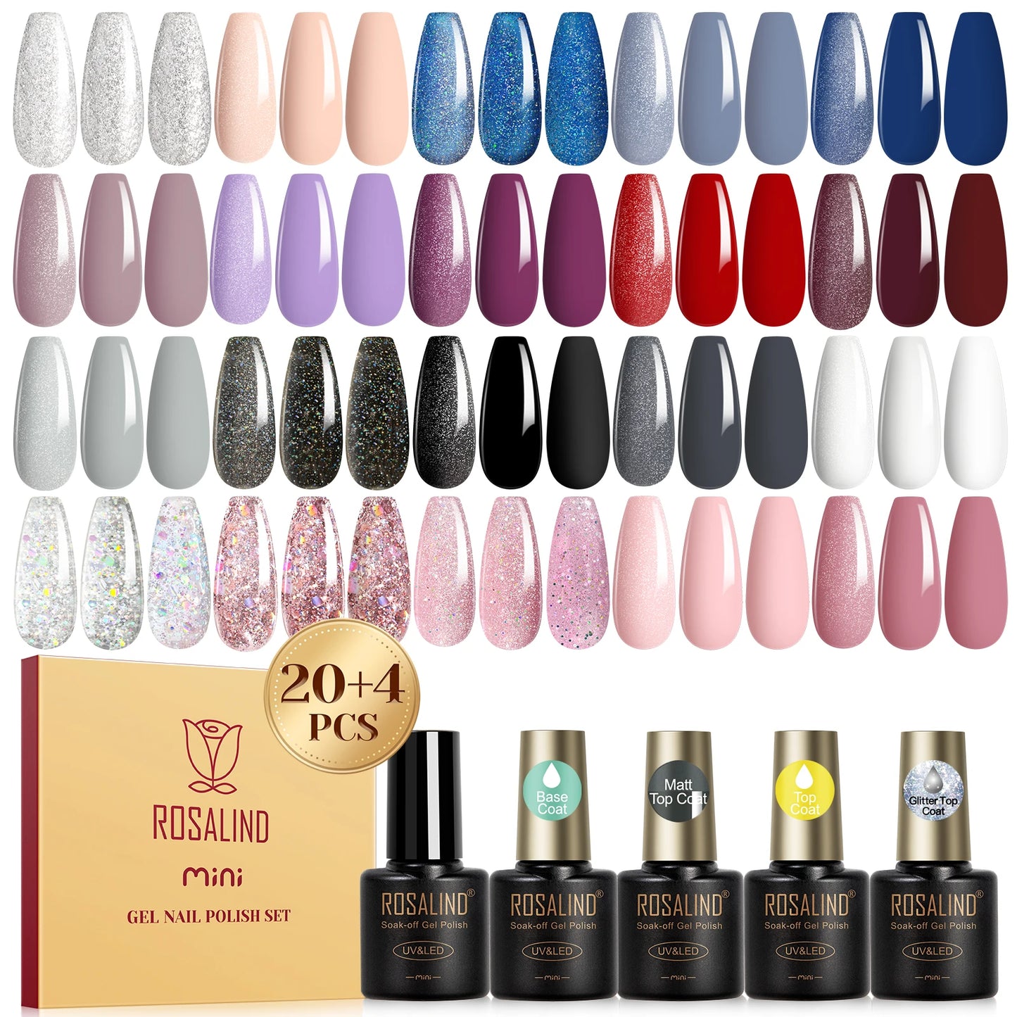 24PCS Gel Nail Polish Set with Base